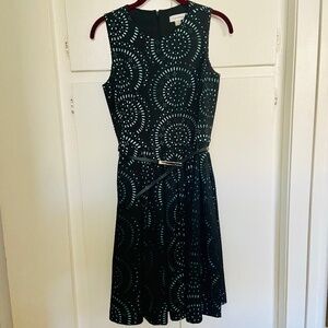 Calvin Klein Black and Aqua A-line Dress Size 2
